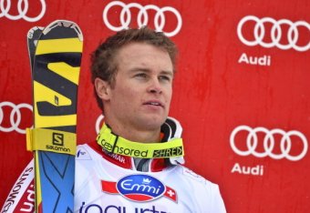 ST. MORITZ, SWITZERLAND - FEBRUARY 02: (FRANCE OUT) Alexis Pinturault of France takes 3rd place during the Audi FIS Alpine Ski World Cup Men's Giant Slalom on February 02, 2014 in St. Moritz, Switzerland. (Photo by Sindy Thomas/Agence Zoom/Getty Images)
