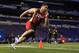 Feb 25, 2013; Indianapolis, IN, USA; Notre Dame Fighting Irish linebacker Manti Te'o runs the shuttle dash during the NFL Combine at Lucas Oil Stadium. Mandatory Credit: Brian Spurlock-USA TODAY Sports