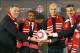 Jan 13, 2014; Toronto, Ontario, Canada; Toronto FC new players Jermain Defoe and Michael Bradley are introduced as they pose along with president and CEO of MLSE Tim Leiweke and head coach Ryan Nelsen during a press conference at Real Sports Bar and Grill