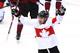 SOCHI, RUSSIA - FEBRUARY 19: Patrick Sharp #10 of Canada celebrates after scoring a first-period goal against Latvia during the Men's Ice Hockey Quarterfinal Playoff on Day 12 of the 2014 Sochi Winter Olympics at Bolshoy Ice Dome on February 19, 2014 in