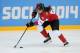 SOCHI, RUSSIA - FEBRUARY 12: Rebecca Johnston #6 of Canada warms up prior to the Women's Ice Hockey Preliminary Round Group A game against the United States on day five of the Sochi 2014 Winter Olympics at Shayba Arena on February 12, 2014 in Sochi, Russ