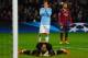 MANCHESTER, ENGLAND - FEBRUARY 18: David Silva of Manchester City reacts after Victor Valdes of Barcelona made a save during the UEFA Champions League Round of 16 first leg match between Manchester City and Barcelona at the Etihad Stadium on February 18,