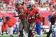 TAMPA, FL - DECEMBER 8: Linebacker Lavonte David #54 of the Tampa Bay Buccaneers runs upfield with a 2nd-half interception against the Buffalo Bills December 8, 2013 at Raymond James Stadium in Tampa, Florida. (Photo by Al Messerschmidt/Getty Images)