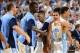Feb 20, 2014; Chapel Hill, NC, USA; North Carolina Tar Heels guard Marcus Paige (5) reacts in the second half. The Tar Heels defeated the Blue Devils 74-66 at Dean E. Smith Center. Mandatory Credit: Bob Donnan-USA TODAY Sports