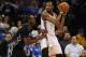 Feb 5, 2014; Oklahoma City, OK, USA; Oklahoma City Thunder small forward Kevin Durant (35) handles the ball against Minnesota Timberwolves power forward Luc Richard Mbah a Moute (12) during the second quarter at Chesapeake Energy Arena. Mandatory Credit: