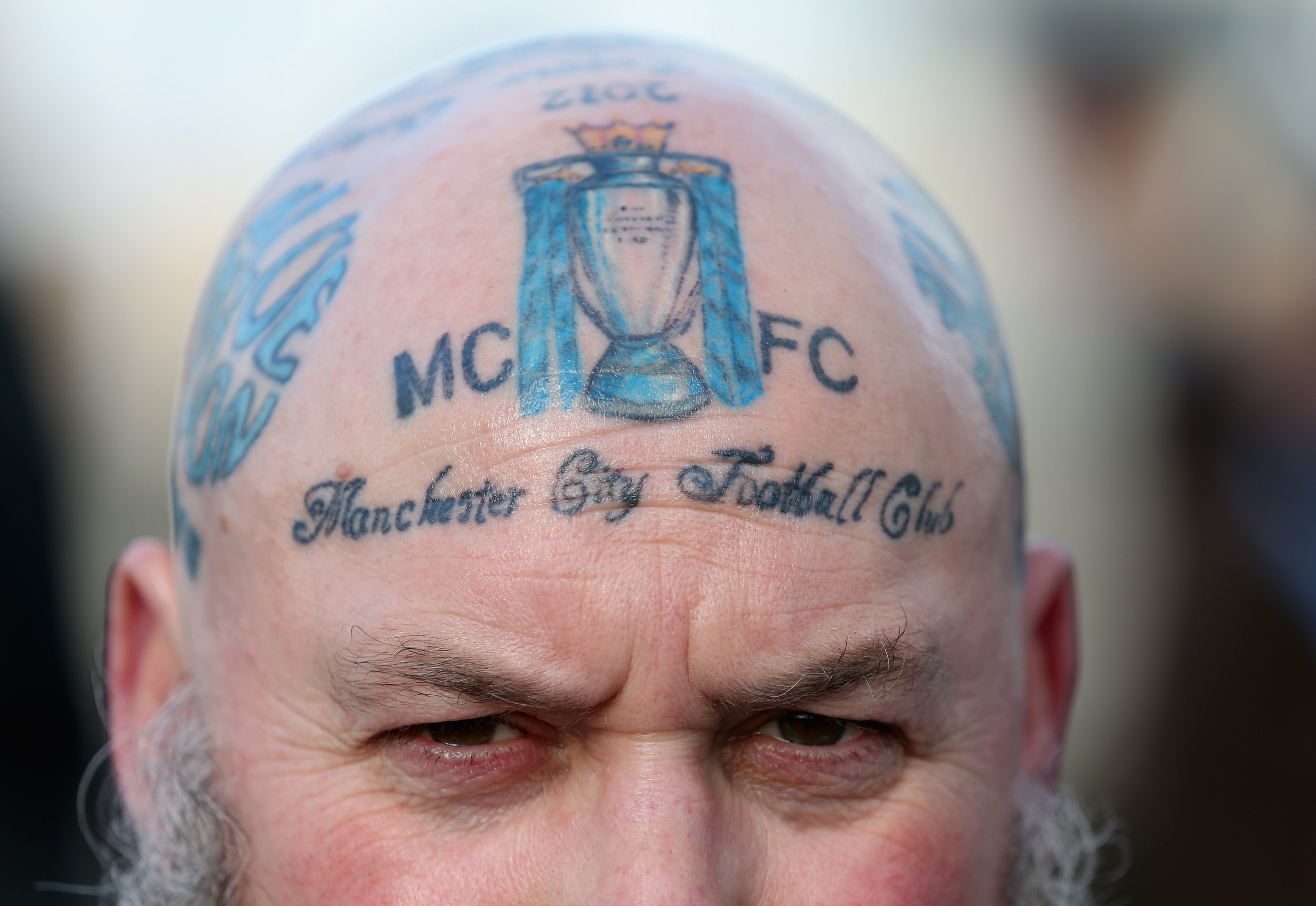 This Manchester City Fan Shows His Love for Manchester City with Head  Tattoos | News, Scores, Highlights, Stats, and Rumors | Bleacher Report