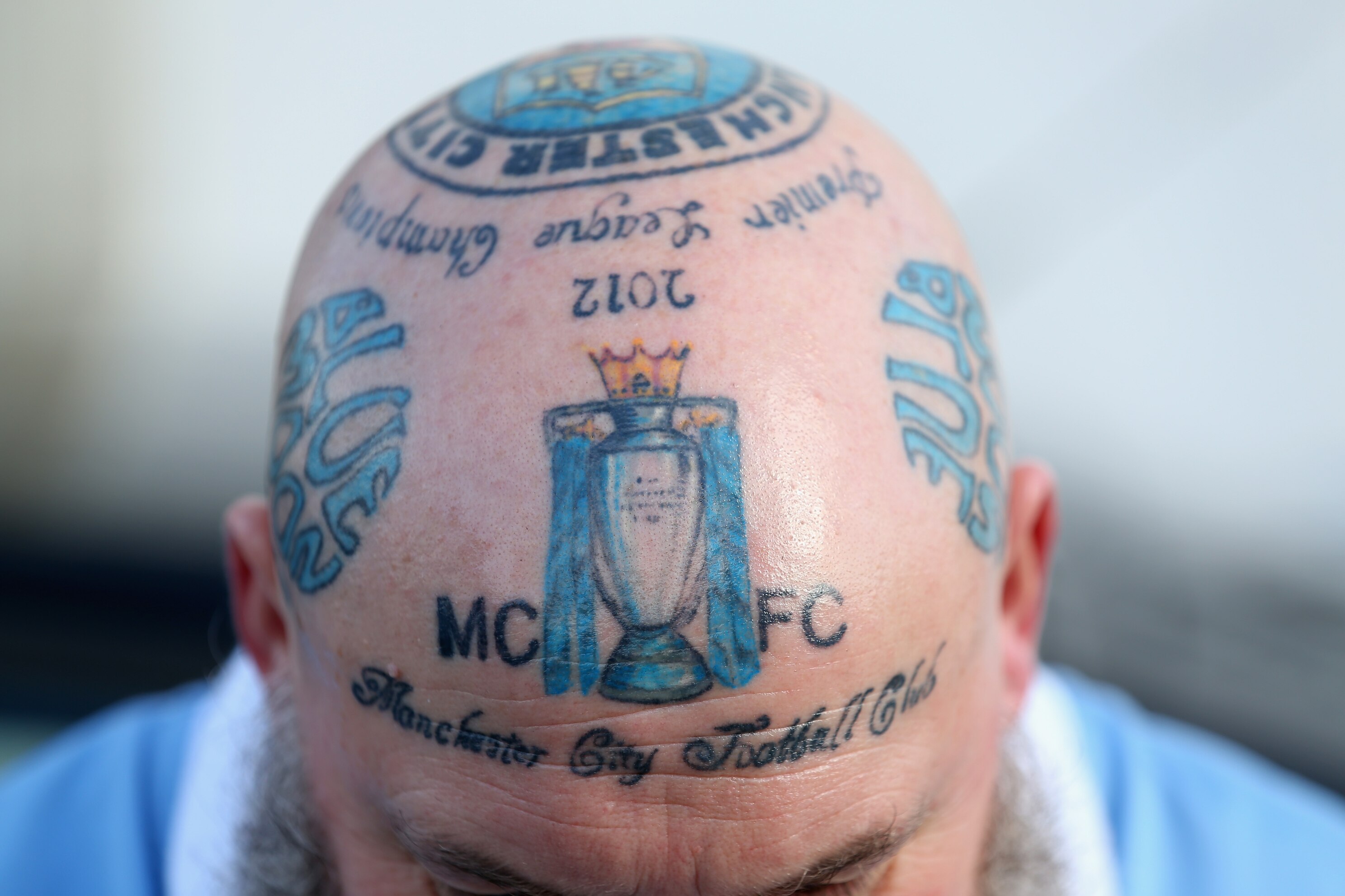 This Manchester City Fan Shows His Love For Manchester City With Head Tattoos Bleacher Report Latest News Videos And Highlights