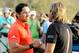 Feb 23, 2014; Marana, AZ, USA; Jason Day shakes hands with Victor Dubuisson after playing the 22nd hole and winning the final round of the World Golf Championships - Accenture Match Play Championship at The Golf Club at Dove Mountain. Mandatory Credit: Ca