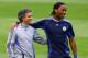 VALENCIA, SPAIN - APRIL 09: Chelsea Coach Jose Mourinho (R) shares a joke with striker Didier Drogba during Chelsea training and press conference today ahead of tomorrows Champions League Quarter Final Second Leg at the Stadium Mestalla on April 9, 2007