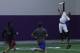 Going up for the disc at the Lions team tryouts.