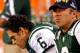 EAST RUTHERFORD, NJ - SEPTEMBER 11: (L-R) Mark Sanchez #6 and Mark Brunell #8 of the New York Jets sit on the bench against the Dallas Cowboys during their NFL Season Opening Game at MetLife Stadium on September 11, 2011 in East Rutherford, New Jersey.