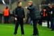 PIRAEUS, GREECE - FEBRUARY 25: Manchester United manager David Moyes talks to a match official during the UEFA Champions League Round of 16 first leg match between Olympiacos FC and Manchester United at Karaiskakis Stadium on February 25, 2014 in Piraeus