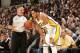 INDIANAPOLIS - FEBRUARY 10: Danny Granger #33 of the Indiana Pacers shares a moment with the ref against the Denver Nuggets at Bankers Life Fieldhouse on February 10, 2014 in Indianapolis, Indiana. NOTE TO USER: User expressly acknowledges and agrees tha