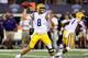 ARLINGTON, TX - AUGUST 31: Zach Mettenberger #8 of the LSU Tigers throws against the TCU Horned Frogs at AT&T Stadium on August 31, 2013 in Arlington, Texas. (Photo by Ronald Martinez/Getty Images)