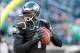 Dec 1, 2013; Philadelphia, PA, USA; Philadelphia Eagles quarterback Michael Vick (7) warms up before the game against the Arizona Cardinals at Lincoln Financial Field. Mandatory Credit: John Geliebter-USA TODAY Sports