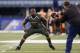 INDIANAPOLIS, IN - FEBRUARY 22: Former Auburn offensive lineman Greg Robinson takes part in a drill during the 2014 NFL Combine at Lucas Oil Stadium on February 22, 2014 in Indianapolis, Indiana. (Photo by Joe Robbins/Getty Images)