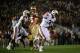PASADENA, CA - JANUARY 06: Defensive end Dee Ford #30 of the Auburn Tigers reacts to a play against the Florida State Seminoles during the 2014 Vizio BCS National Championship Game at the Rose Bowl on January 6, 2014 in Pasadena, California. (Photo by H