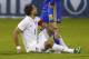 LARNACA, CYPRUS - MARCH 05: Roman Bezus (R) of the Ukraine stands over Clint Dempsey of the USA during the Ukraine v USA International Friendly at Antonis Papadopoulos stadium on March 5, 2014 in Larnaca, Cyprus. (Photo by Andrew Caballero-Reynolds/Get