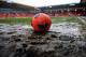 SHEFFIELD, ENGLAND - JANUARY 26: A pink Nike Incyte ball is seen on the muddy pitch prior to the FA Cup with Budweiser fourth round match between Sheffield United and Fulham at Bramall Lane on January 26, 2014 in Sheffield, England. (Photo by Michael Re