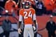 Jan 19, 2014; Denver, CO, USA; Denver Broncos cornerback Champ Bailey (24) against the New England Patriots during the 2013 AFC Championship football game at Sports Authority Field at Mile High. Mandatory Credit: Mark J. Rebilas-USA TODAY Sports