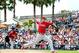 Mar 7, 2014; Sarasota, FL, USA; Philadelphia Phillies starting pitcher A.J. Burnett (34) throws a pitch during the spring training exhibition game against Baltimore Orioles at Ed Smith Stadium. Mandatory Credit: Jonathan Dyer-USA TODAY Sports