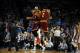 Feb 26, 2014; Oklahoma City, OK, USA; Cleveland Cavaliers point guard Jarrett Jack (1) celebrates a play with Cleveland Cavaliers point guard Kyrie Irving (2) in action against the Oklahoma City Thunder at Chesapeake Energy Arena. Mandatory Credit: Mark D