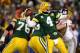 GREEN BAY, WI - JANUARY 20: Quarterback Brett Favre #4 of the Green Bay Packers throws the ball in the first quarter against the New York Giants during the NFC championship game on January 20, 2008 at Lambeau Field in Green Bay, Wisconsin. (Photo by Jed
