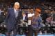 NEW YORK, NY - April 5: Phil Jackson and Spike Lee share a laugh before the game between the New York Knicks and the Milwaukee Bucks on April 5, 2013 at Madison Square Garden in New York City. NOTE TO USER: User expressly acknowledges and agrees that, by