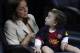 BARCELONA, SPAIN - SEPTEMBER 02: Andres Iniesta's wife Anna Ortiz and his daughter Valeria are seen prior to the La Liga match between FC Barcelona and Valencia CF at Camp Nou on September 2, 2012 in Barcelona, Spain. (Photo by David Ramos/Getty Images)