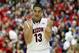 TUCSON, AZ - FEBRUARY 06: Nick Johnson #13 of the Arizona Wildcats reacts after a basket against the Oregon Ducks during the second half of a college basketball game at McKale Center on February 6, 2014 in Tucson, Arizona. The Wildcats defeated the Duck