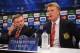 PIRAEUS, GREECE - FEBRUARY 24: Wayne Rooney and manager David Moyes speak to the media during the Manchester United press conference at Karaiskakis Stadium on February 24, 2014 in Piraeus, Greece. (Photo by Michael Regan/Getty Images)