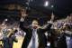 LAWRENCE, KS - FEBRUARY 24: Head coach Bill Self of the Kansas Jayhawks waves to the crowd after an 83-75 win over the Oklahoma Sooners at Allen Fieldhouse on February 24, 2014 in Lawrence, Kansas. (Photo by Ed Zurga/Getty Images)