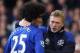 LIVERPOOL, ENGLAND - APRIL 28: David Moyes the manager of Everton congratulates Marouane Fellaini as he is substituted during the Barclays Premier League match between Everton and Fulham at Goodison Park on April 28, 2012 in Liverpool, England. (Photo b