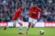 WEST BROMWICH, ENGLAND - MARCH 08: Robin van Persie and Juan Mata of Manchester United in action during the Barclays Premier League match between West Bromwich Albion and Manchester United at The Hawthorns on March 8, 2014 in West Bromwich, England. (Ph