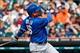 Aug 18, 2013; Detroit, MI, USA; Kansas City Royals designated hitter Billy Butler (16) hits a home run in the ninth inning against the Detroit Tigers at Comerica Park. Detroit won 6-3. Mandatory Credit: Rick Osentoski-USA TODAY Sports