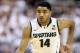 Mar 1, 2014; East Lansing, MI, USA; Michigan State Spartans guard Gary Harris (14) brings the ball up court against the Illinois Fighting Illini during the 2nd half of a game at Jack Breslin Student Events Center. Illinois won 53-46. Mandatory Credit: Mik
