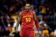 KANSAS CITY, MO - MARCH 14: DeAndre Kane #50 of the Iowa State Cyclones celebrates as Iowa State Cyclones defeats Kansas Jayhawks 94-83 to win the Big 12 Basketball Tournament semifinal game at Sprint Center on March 14, 2014 in Kansas City, Missouri.
