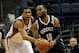 Mar 1, 2014; Milwaukee, WI, USA; Brooklyn Nets guard Marcus Thornton (10) tries to get around Milwaukee Bucks guard Giannis Antetokounmpo (34) in the 4th quarter at BMO Harris Bradley Center. Mandatory Credit: Benny Sieu-USA TODAY Sports