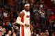 MIAMI, FL - March 10: LeBron James #6 of the Miami Heat looks on against the Washington Wizards at the American Airlines Arena in Miami, Florida on March 10 2014. NOTE TO USER: User expressly acknowledges and agrees that, by downloading and/or using this