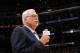 LOS ANGELES, CA - APRIL 2: Former NBA coach Phil Jackson addresses former NBA player Shaquille O'Neal during a jersey retirement ceremony at Staples Center on April 2, 2013 in Los Angeles, California. NOTE TO USER: User expressly acknowledges and agrees t