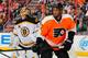 PHILADELPHIA, PA - JANUARY 25: Wayne Simmonds #17 of the Philadelphia Flyers in action against Tuukka Rask #40 of the Boston Bruins at the Wells Fargo Center on January 25, 2014 in Philadelphia, Pennsylvania. The Bruins defeated the Flyers 6-1. (Photo