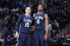CINCINNATI, OH - MARCH 6: Darrun Hilliard #4 and Ryan Arcidiacono #15 of the Villanova Wildcats celebrate in the closing seconds of the game against the Xavier Musketeers at Cintas Center on March 6, 2014 in Cincinnati, Ohio. Villanova defeated Xavier 77-