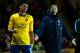 SOUTHAMPTON, ENGLAND - JANUARY 28: Arsene Wenger manager of Arsenal reacts s he looks to Olivier Giroud of Arsenal during the Barclays Premier League match between Southampton and Arsenal at St Mary's Stadium on January 28, 2014 in Southampton, England.
