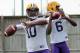 LSU QB Anthony Jennings (10) and Brandon Harris (6)