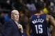 Feb 18, 2014; Auburn Hills, MI, USA; Charlotte Bobcats head coach Steve Clifford talks to point guard Kemba Walker (15) in the fourth quarter against the Detroit Pistons at The Palace of Auburn Hills. Charlotte won 108-96. Mandatory Credit: Rick Osentoski