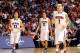 LAS VEGAS, NV - MARCH 15: Nick Johnson #13, Aaron Gordon #11 and Gabe York #1 of the Arizona Wildcats walk on the court during the championship game of the Pac-12 Basketball Tournament against the UCLA Bruins at the MGM Grand Garden Arena on March 15, 20