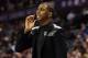 Jan 22, 2014; Charlotte, NC, USA; Los Angeles Clippers guard Chris Paul (3) calls to his team from the bench during the second half of the game against the Charlotte Bobcats at Time Warner Cable Arena. Bobcats win 95-91. Mandatory Credit: Sam Sharpe-USA T