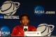 Mar 20, 2014; St. Louis, MO, USA; Stanford Cardinal guard Chasson Randle addresses the media at a press conference during their practice session prior to the 2nd round of the 2014 NCAA Men's Basketball Championship at Scottrade Center. Mandatory Credit: J