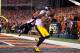 CINCINNATI, OH - SEPTEMBER 16: Derek Moye #14 of the Pittsburgh Steelers catches a pass for a touchdown over Leon Hall #29 of the Cincinnati Bengals during the second quarter on September 16, 2013 at Paul Brown Stadium on September 16, 2013 in Cincinnati