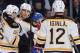 MONTREAL, QC - MARCH 12: Milan Lucic #17 of the Boston Bruins celebrates after scoring a goal against the Montreal Canadiens with teammates David Krejci #46 and Jarome Iginla #12 during the NHL game on March 12, 2014 at the Bell Centre in Montreal, Quebec